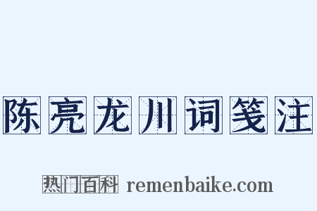 陈亮龙川词笺注是什么意思的图片